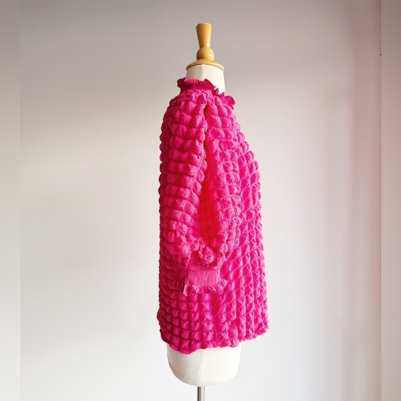 ENGLISH FACTORY Pink Bubble Mock Neck Top M - Picture 4 of 7